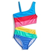 Girls Stripe Cutout One Piece Swimsuit, Sizes 4-16