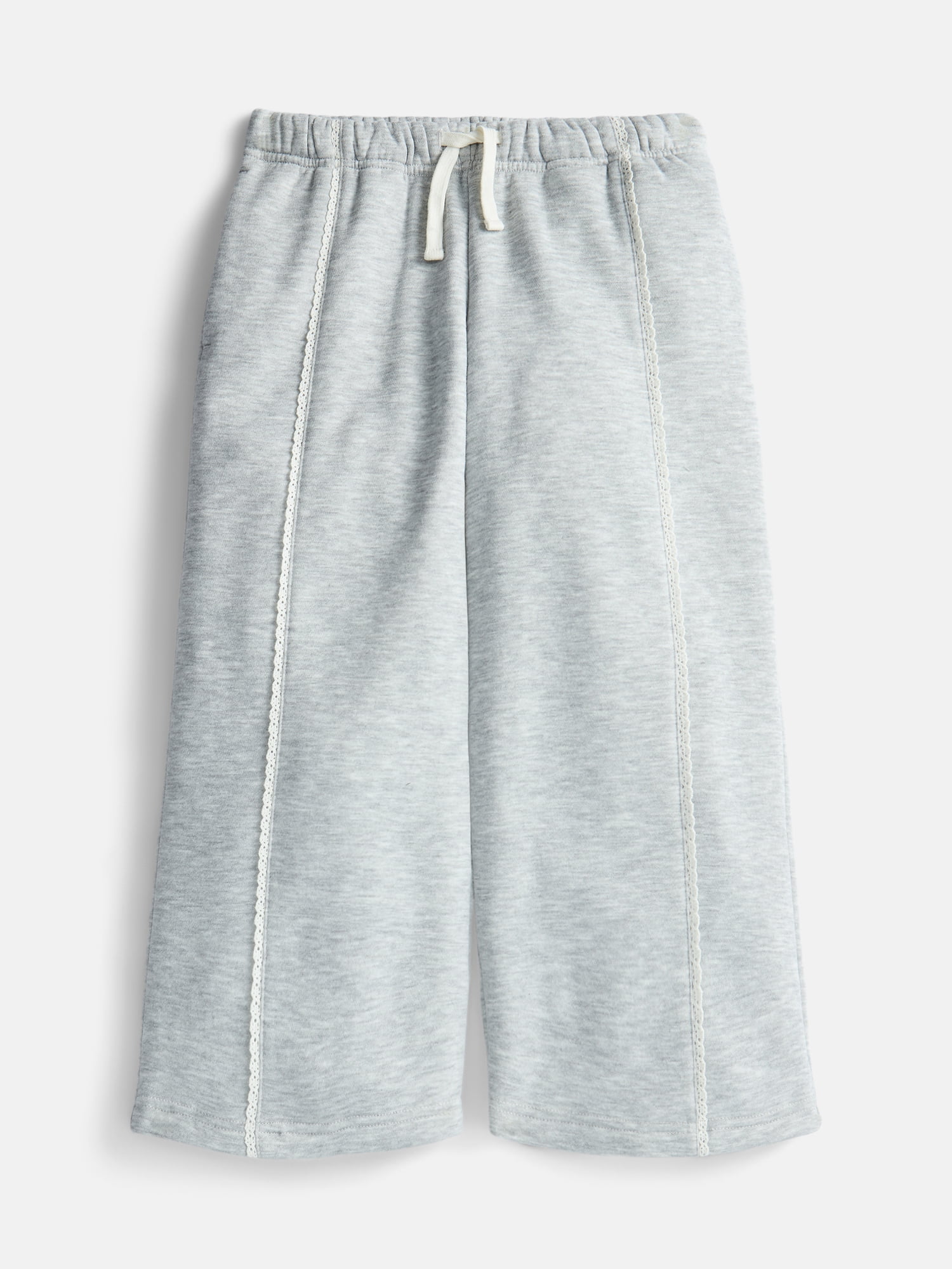 Wonder Nation Girls Wide Leg Sweatpants with Crochet Trim, Sizes 4-18 & Plus