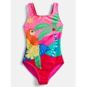 Girls Triple Strap Asymmetrical Swim One-Piece, Sizes 4-17