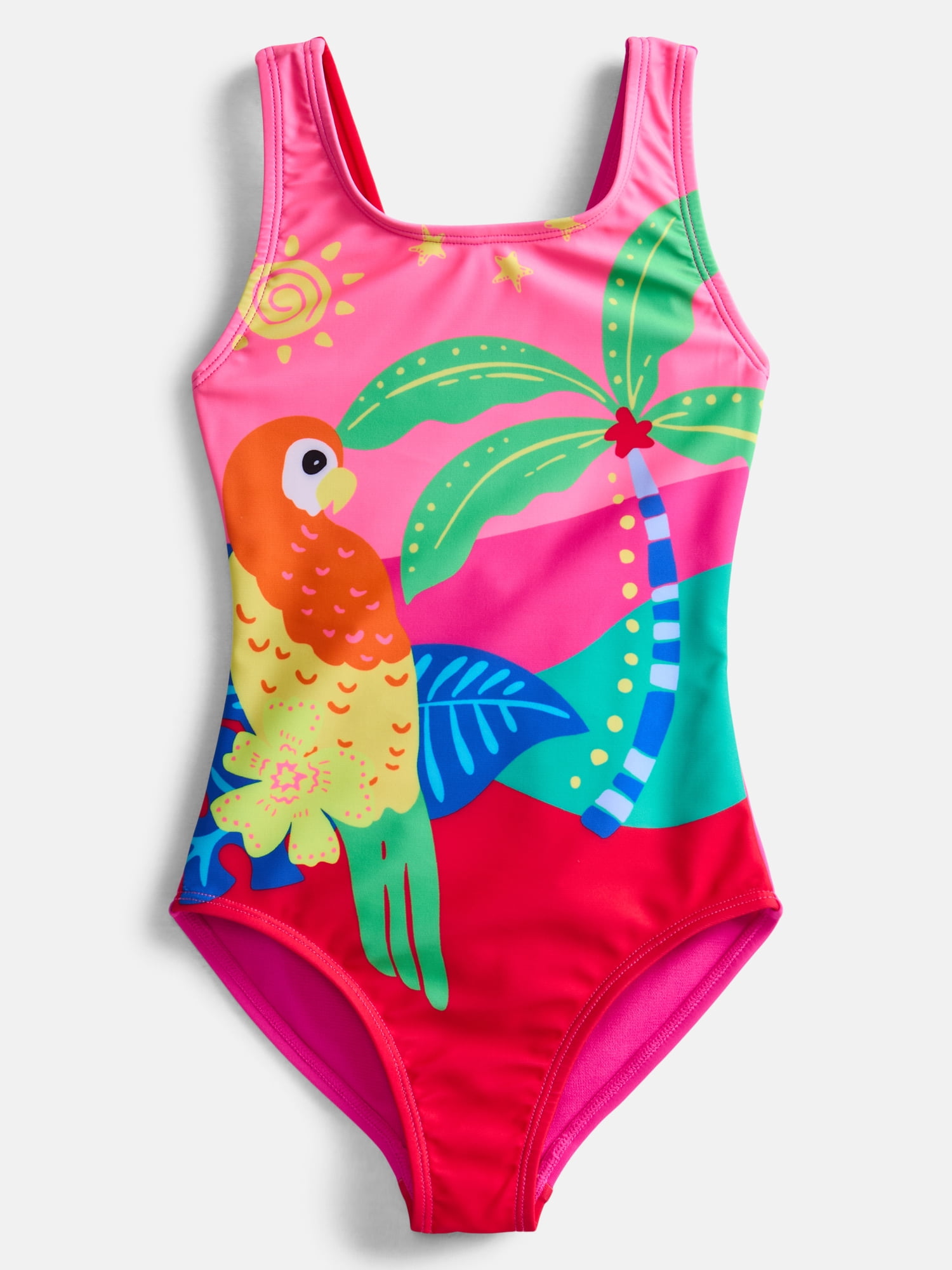 Wonder Nation Girls Triple Strap Asymmetrical Swim One-Piece, Sizes 4-17