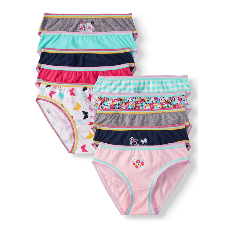 Wonder Nation Girl's Underwear, 10 Pack 100% Cotton Brief Panties (Little  Girls & Big Girls)