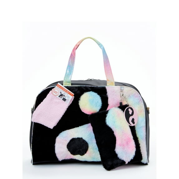 Wonder Nation Girl's Yin Yang Ombre Weekender Duffle Handbag Set Black & Pink