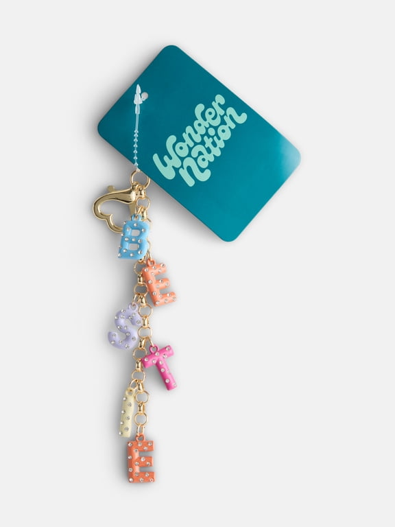 Girls Bestie Charm Keychain, 1 Piece, Multi