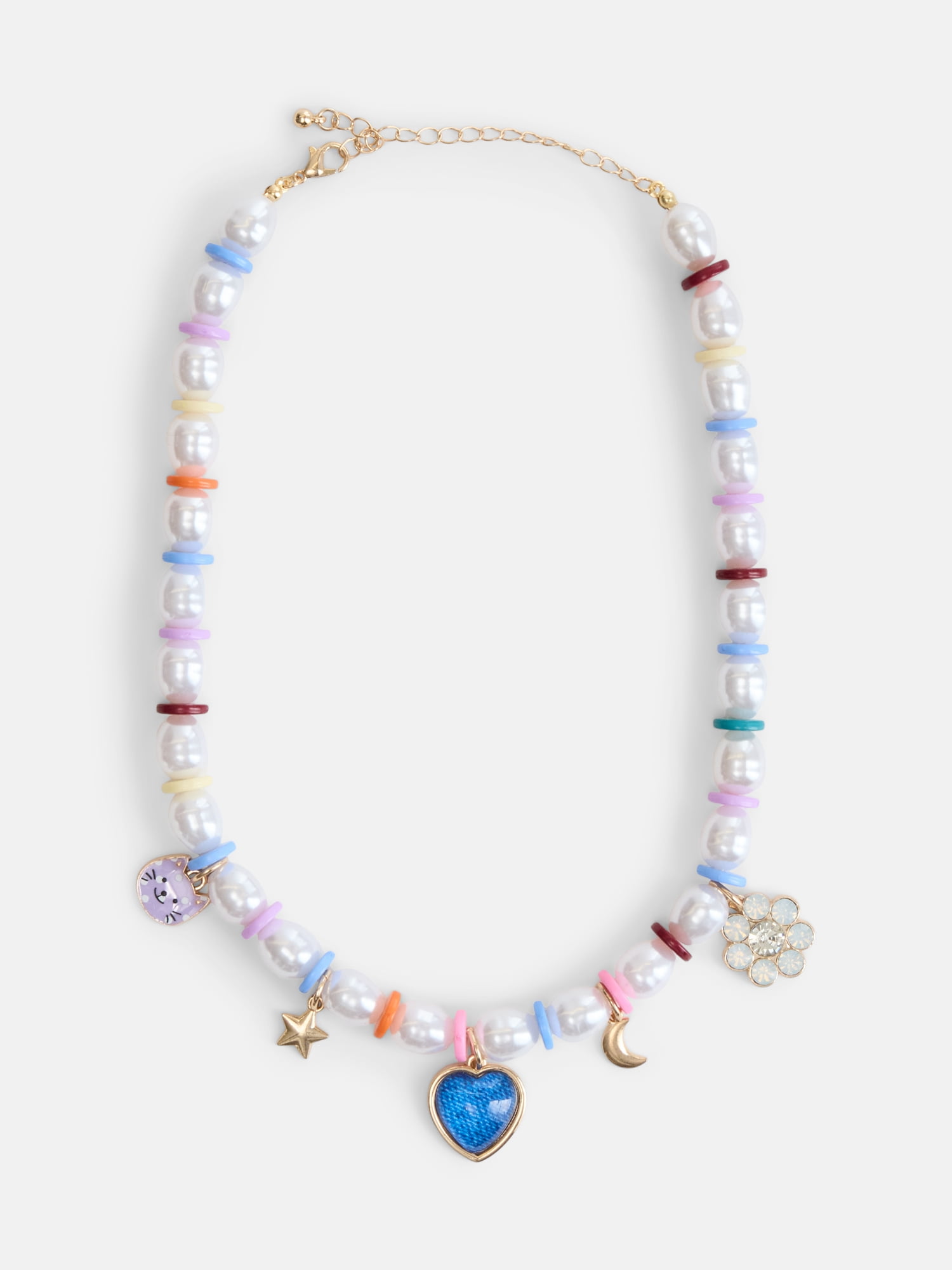 Wonder Nation Girls 1 Piece Multi Pearl Charm Necklace
