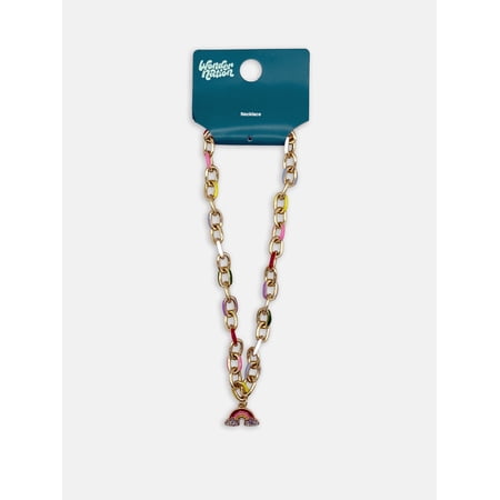 Wonder Nation Girls 1 Piece Rainbow Link Charm Necklace, Multi