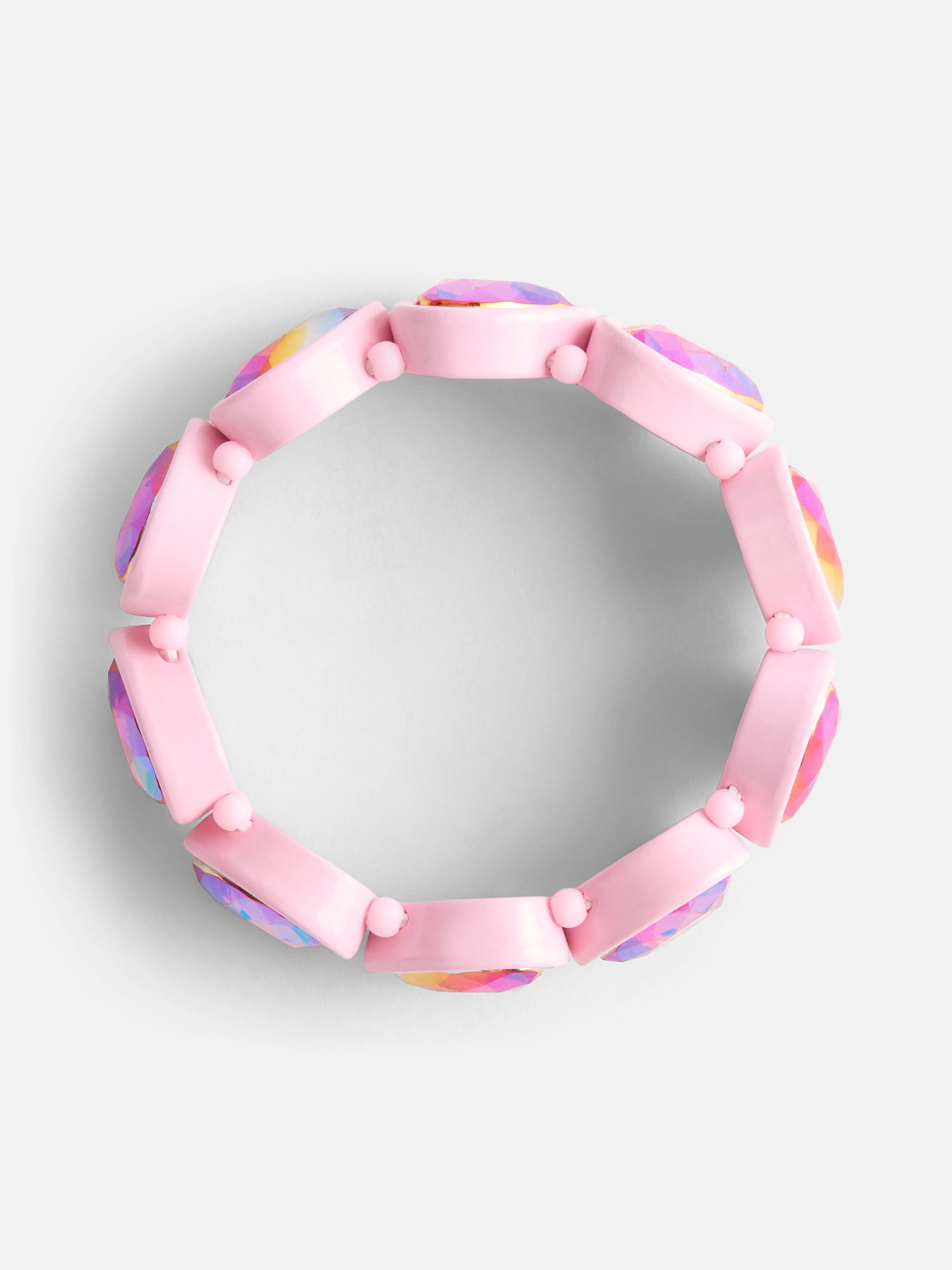 Wonder Nation Girls 1 Piece Stone Stretch Bracelet, Pink