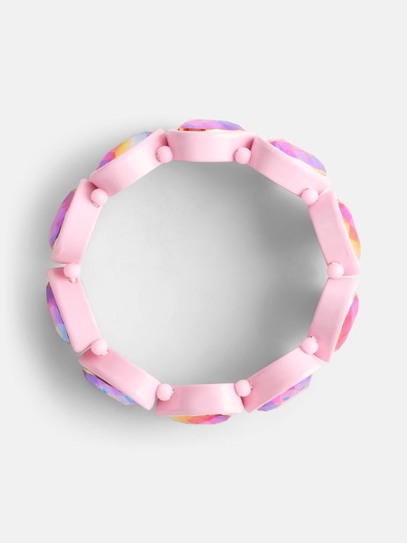 Girls 1 Piece Stone Stretch Bracelet, Pink