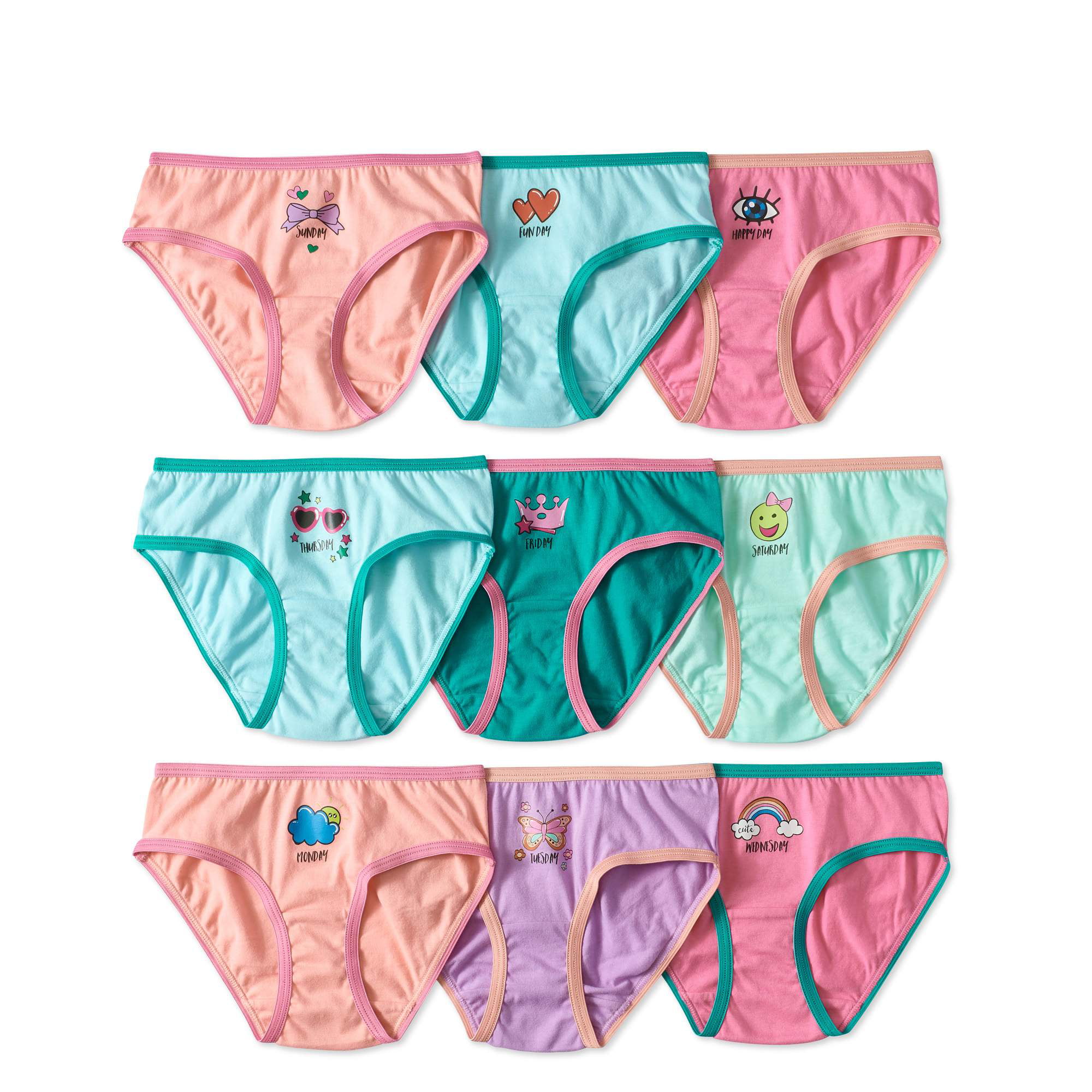 Wonder Nation Girls Underwear, 7 Pack Seamless Brief Panties