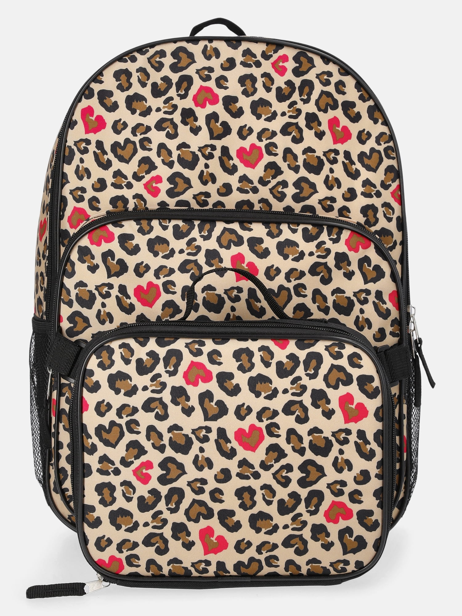 Wonder Nation Girls 17" Love Leopard Backpack & Lunch Set, Black