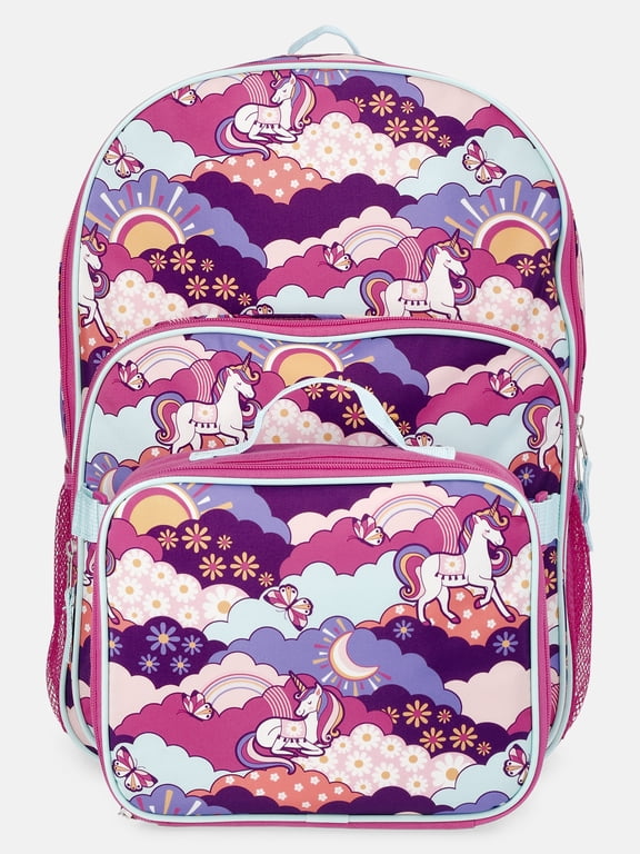 Girls 17" Unicorn Fields Backpack & Lunch Set, Pink