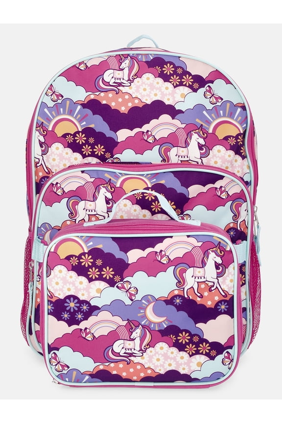 Girls 17" Unicorn Fields Backpack & Lunch Set, Pink