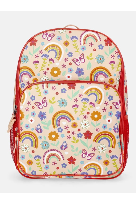 Kids' 17" Rainbow Gardens Backpack, Coral Rose
