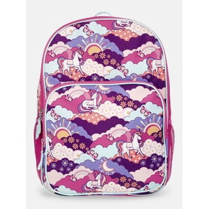 Mochila de 17" con estampado de unicornios, magenta