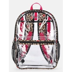 Mochila adaptativa transparente para niños, 17", Love Leopard