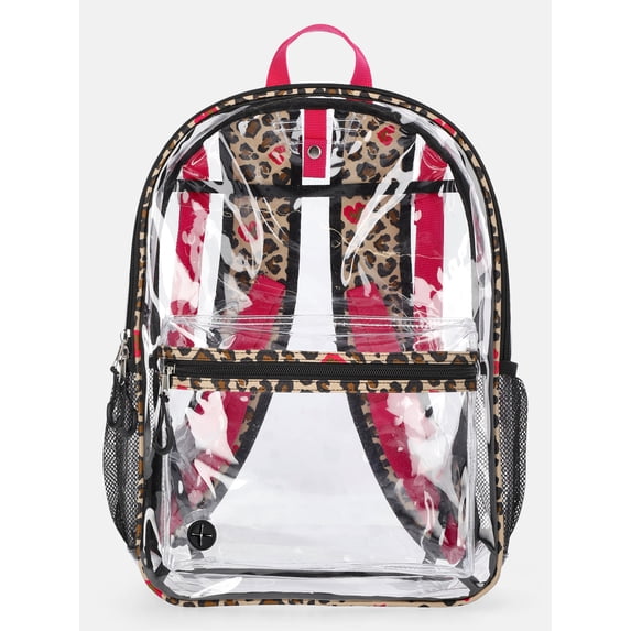 Wonder Nation Kids' Clear 17" Adaptive Backpack, Love Leopard