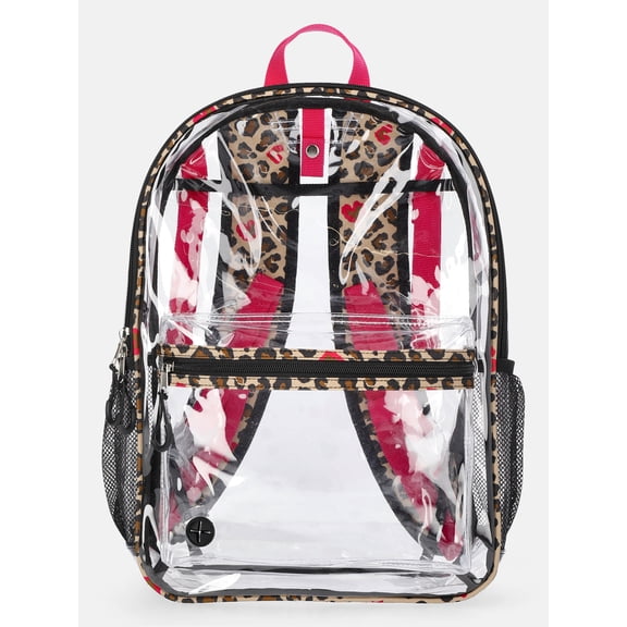 Wonder Nation Kids' Clear 17" Adaptive Backpack, Love Leopard