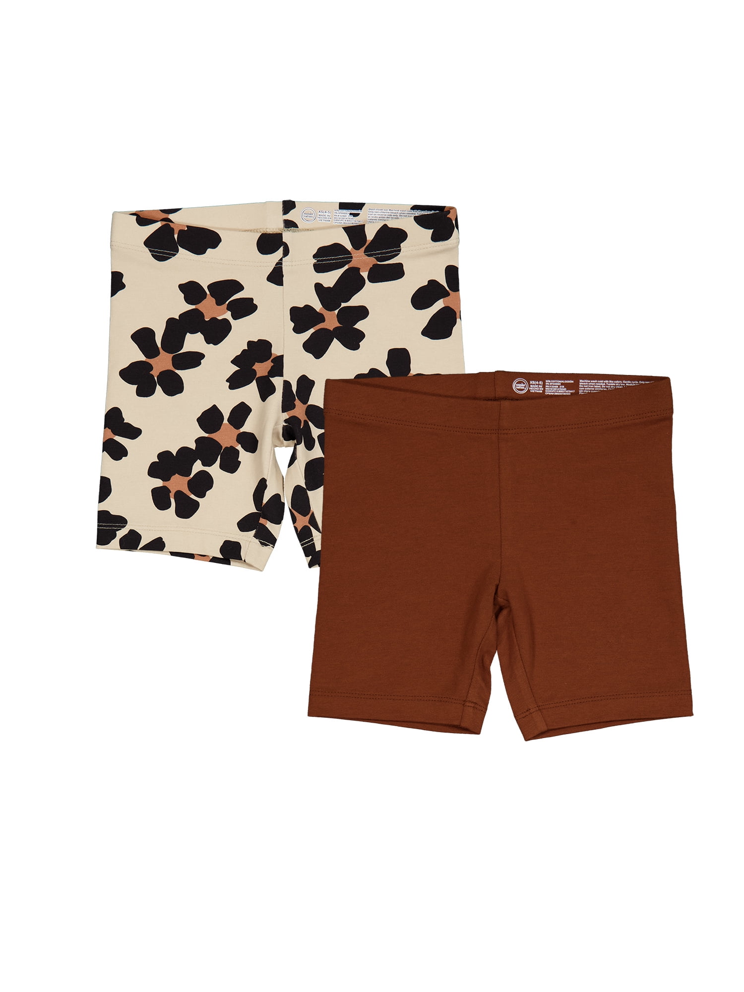 Wonder Nation Girls Bike Shorts, 2-Pack, Sizes 4-18 & Plus