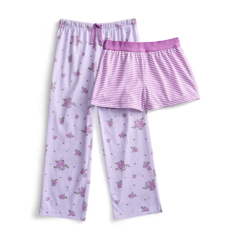 Girls Pajama Pants and Shorts, 2-Pack, Sizes 4-18