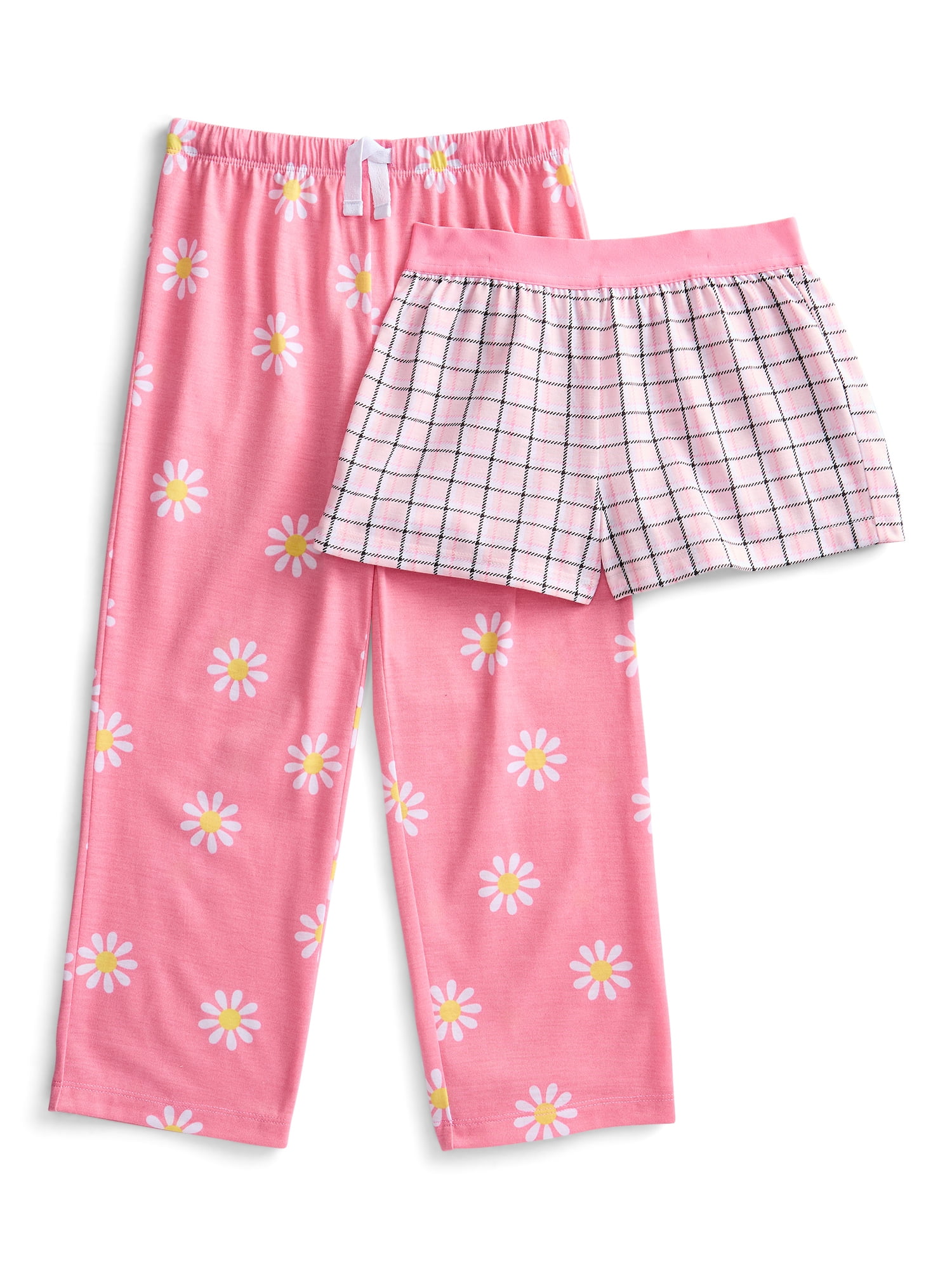 Wonder Nation Girls Pajama Pants and Shorts, 2-Pack, Sizes 4-18