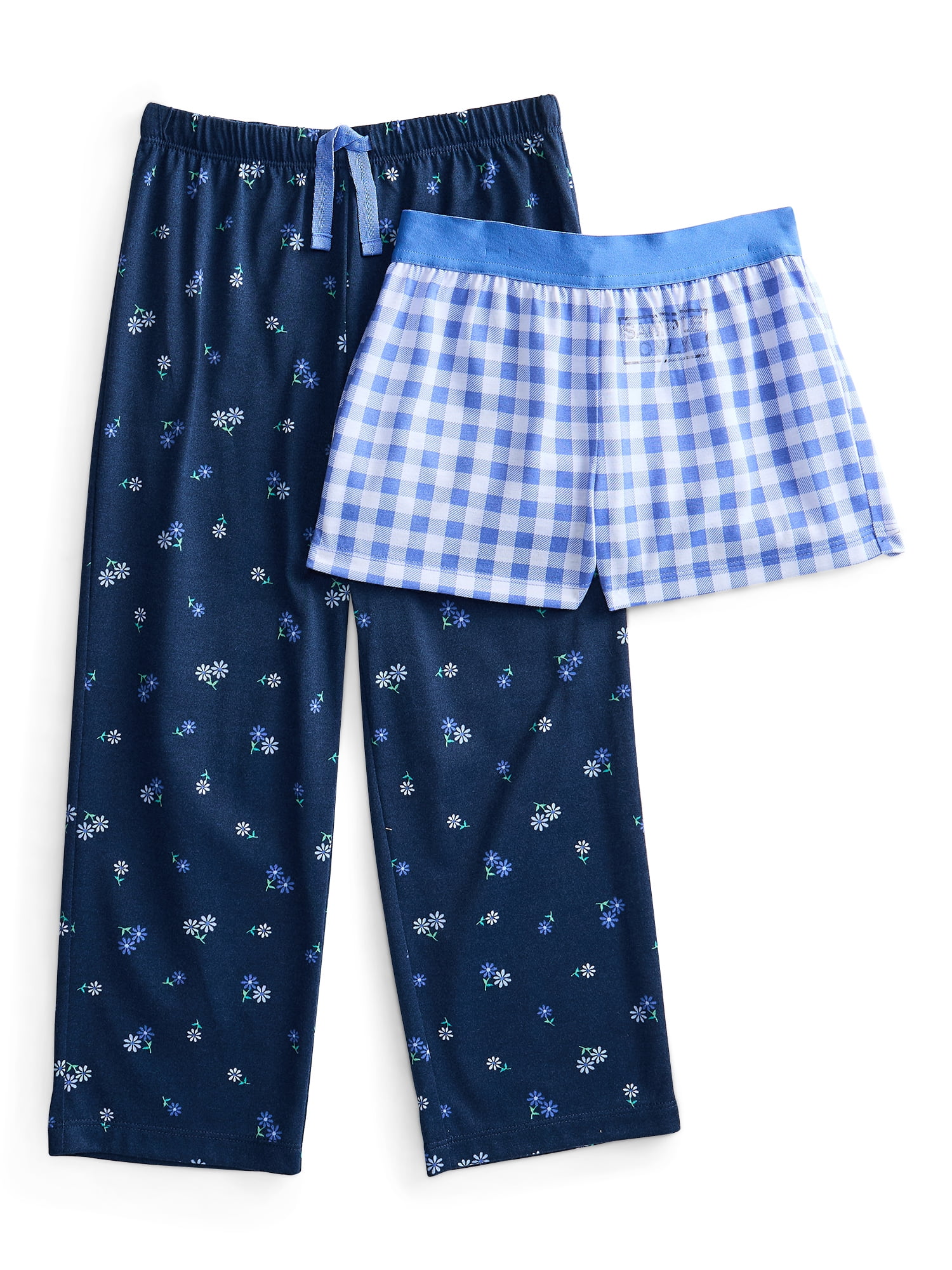 Wonder Nation Girls Pajama Pants and Shorts, 2-Pack, Sizes 4-18