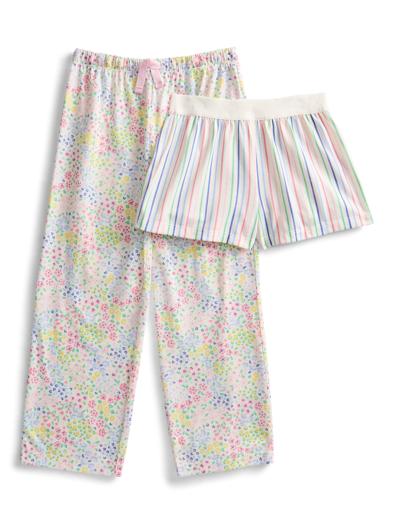 Wonder Nation Girls Pajama Pants and Shorts, 2-Pack, Sizes 4-18