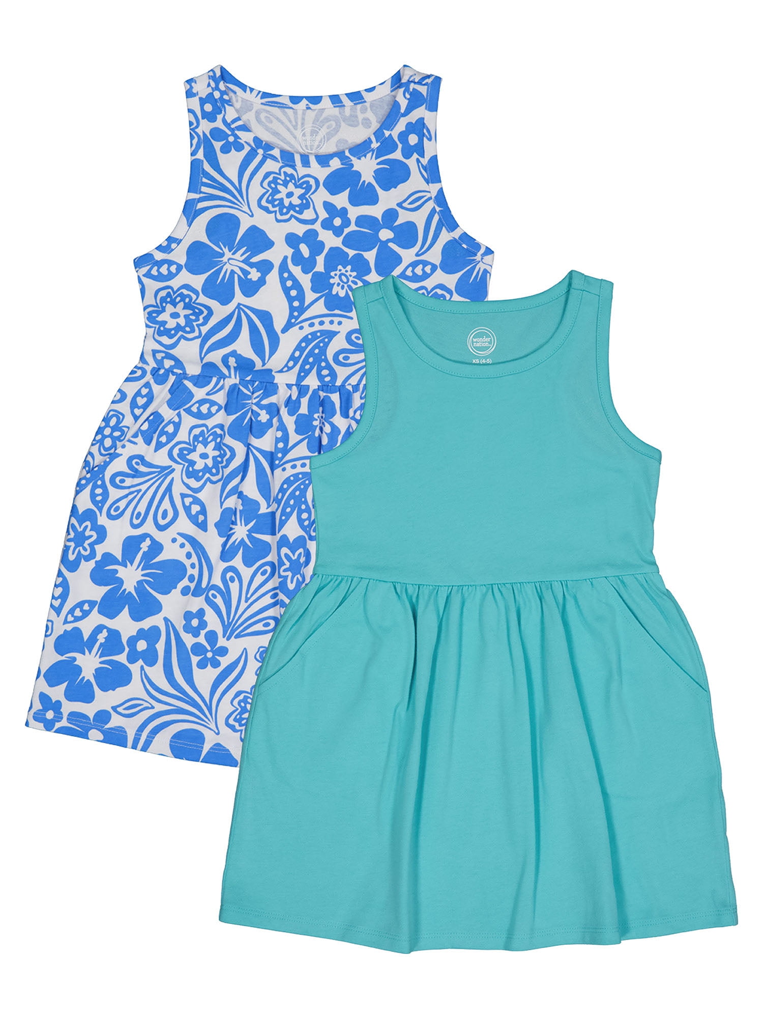 Wonder Nation Girls Tank Play Dress, 2-Pack Sizes 4-18 & Plus