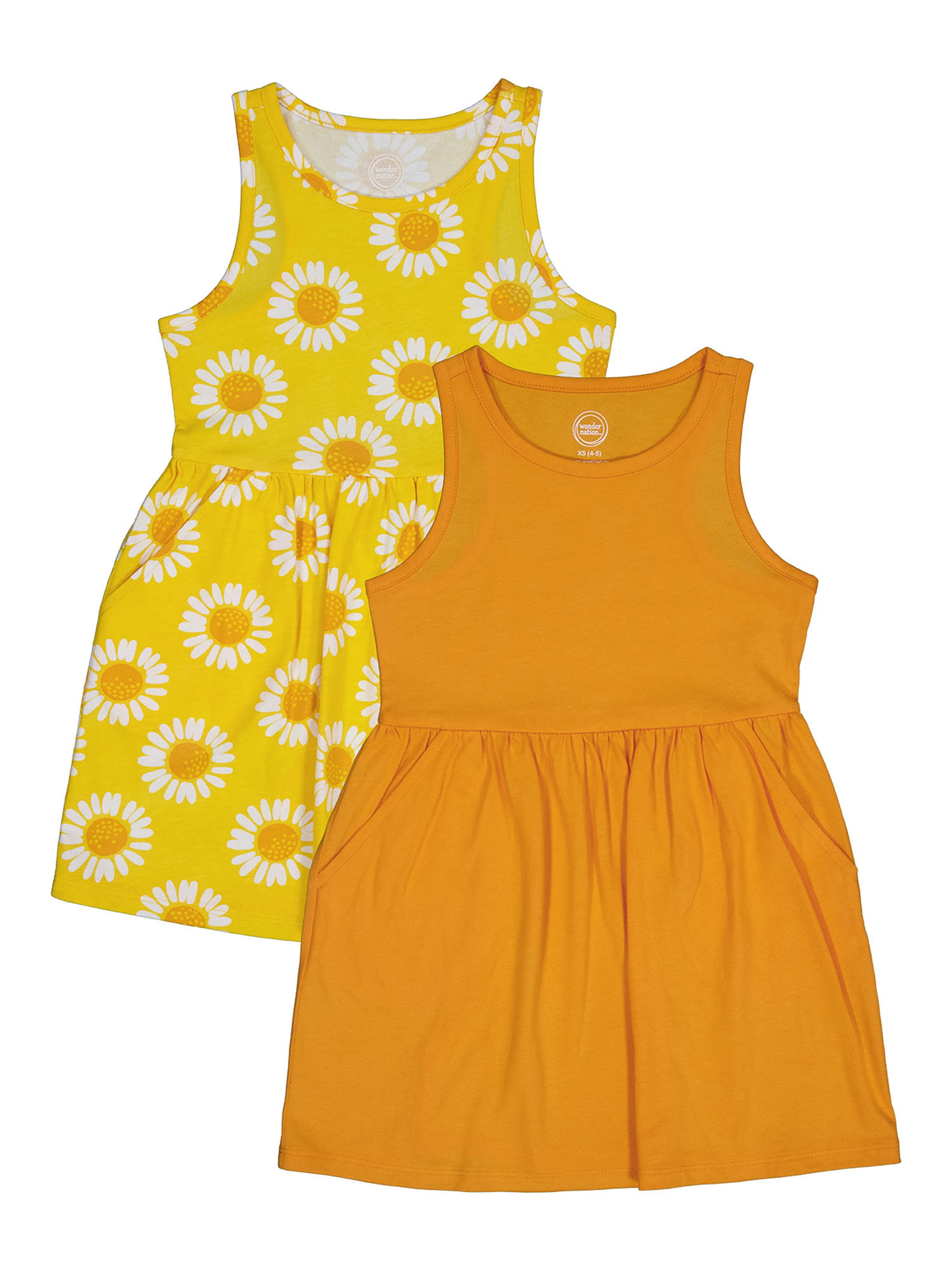 Wonder Nation Girls Tank Play Dress, 2-Pack Sizes 4-18 & Plus