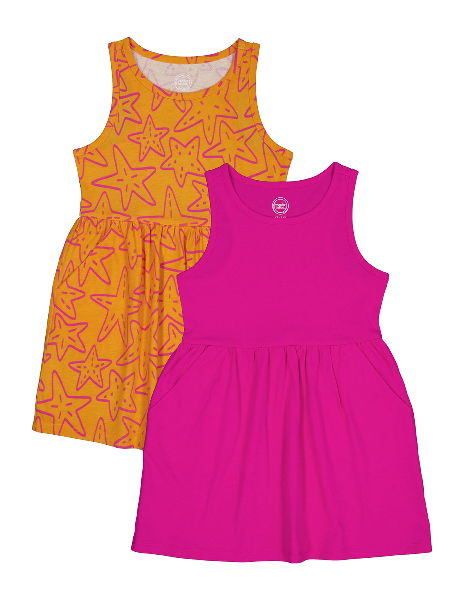 Wonder Nation Girls Tank Play Dress, 2-Pack Sizes 4-18 & Plus