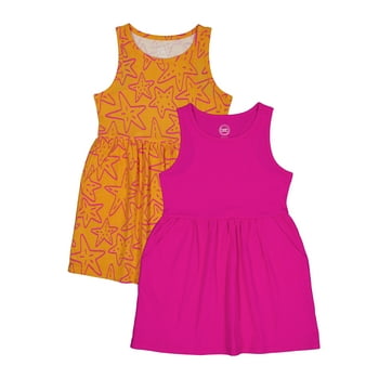 Wonder Nation Girls Tank Play Dress, 2-Pack Sizes 4-18 & Plus