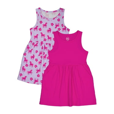 Wonder Nation Girls Tank Play Dress, 2-Pack Sizes 4-18 & Plus