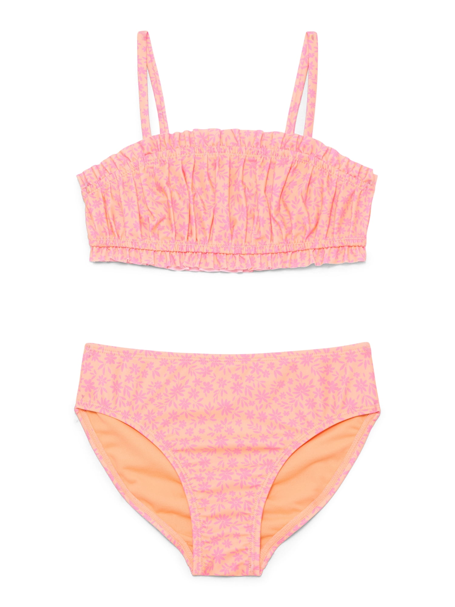 Wonder Nation Girls Ditsy Floral Ruffle 2-Piece Swimsuit Set