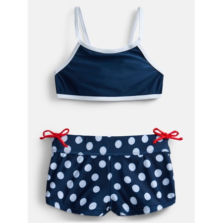 Wonder Nation Girls Top and Shorts Swimsuit Set, 2-Piece, Sizes 4-16