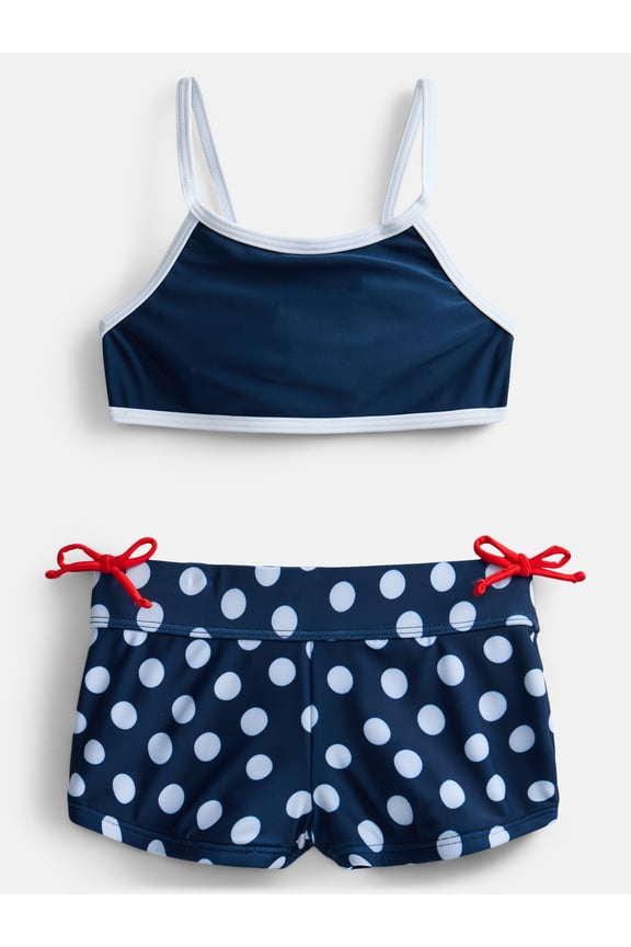 Girls Polka Dot Top and Shorts Swimsuit Set, 2-Piece, Sizes 4-16
