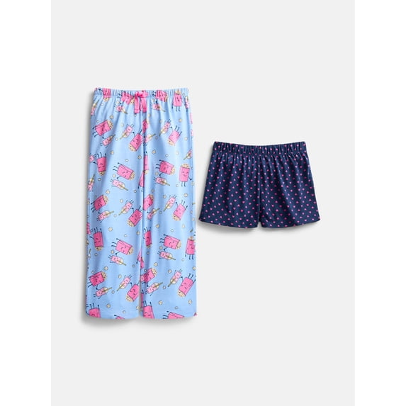 Wonder Nation Girls Sleep Pants and Shorts, 2-Pack, Sizes 4-18
