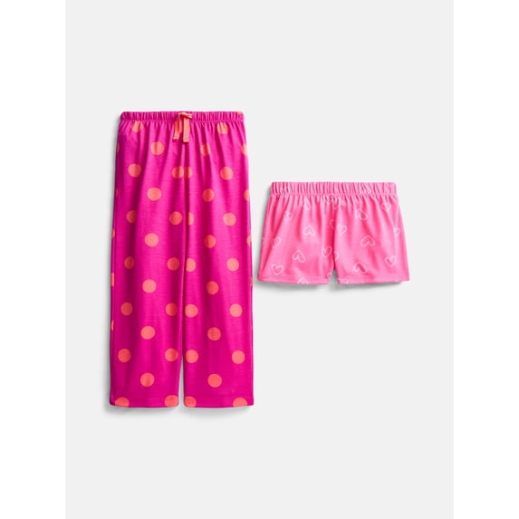 Wonder Nation Girls Sleep Pants and Shorts, 2-Pack, Sizes 4-18