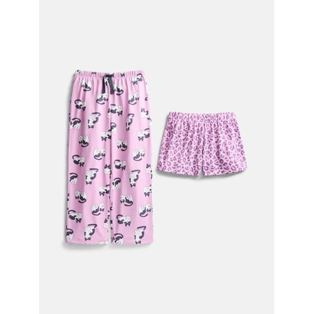 Wonder Nation Girls Sleep Pants and Shorts, 2-Pack, Sizes 4-18