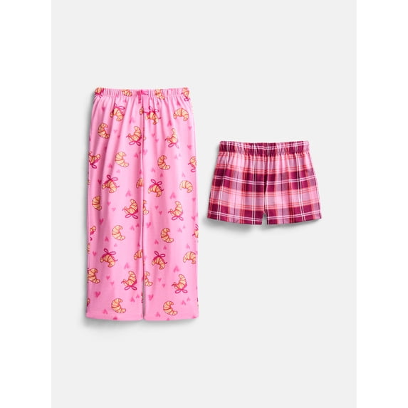 Wonder Nation Girls Sleep Pants and Shorts, 2-Pack, Sizes 4-18
