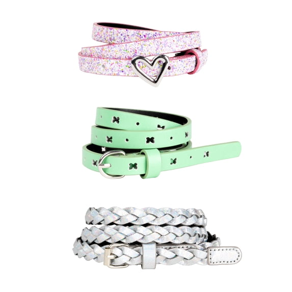 Wonder Nation Girls Fashion Belts, 3-pack, Sizes XS-XXL