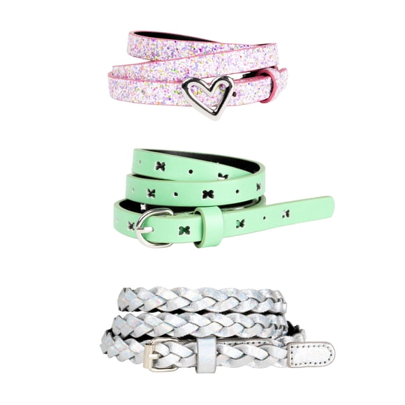 Wonder Nation Girls Fashion Belts, 3-pack, Sizes XS-XXL