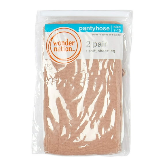 Wonder Nation Girls' 4-16 Sheer Pantyhose, 2 Pack