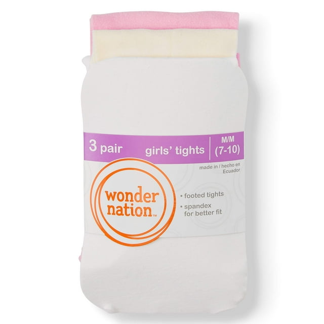 Wonder Nation Girls' 4-16 Tights, 3 Pack