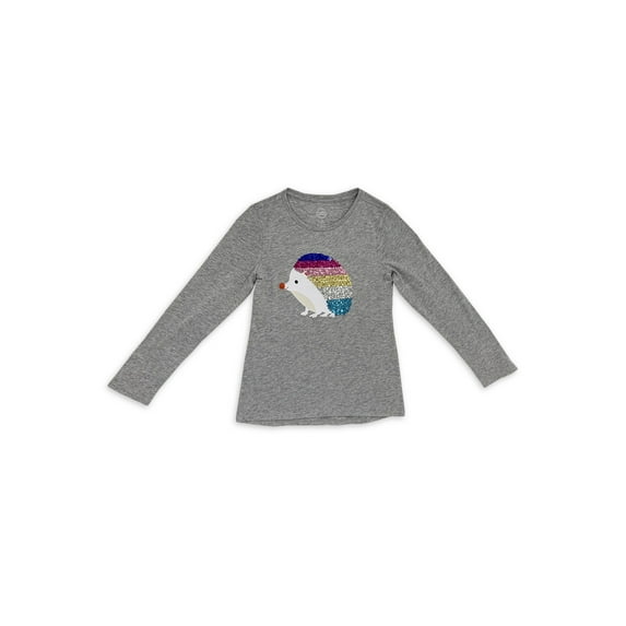 Wonder Nation Girls 4-18 & Plus Long Sleeve Embellished Hedgehog Tee