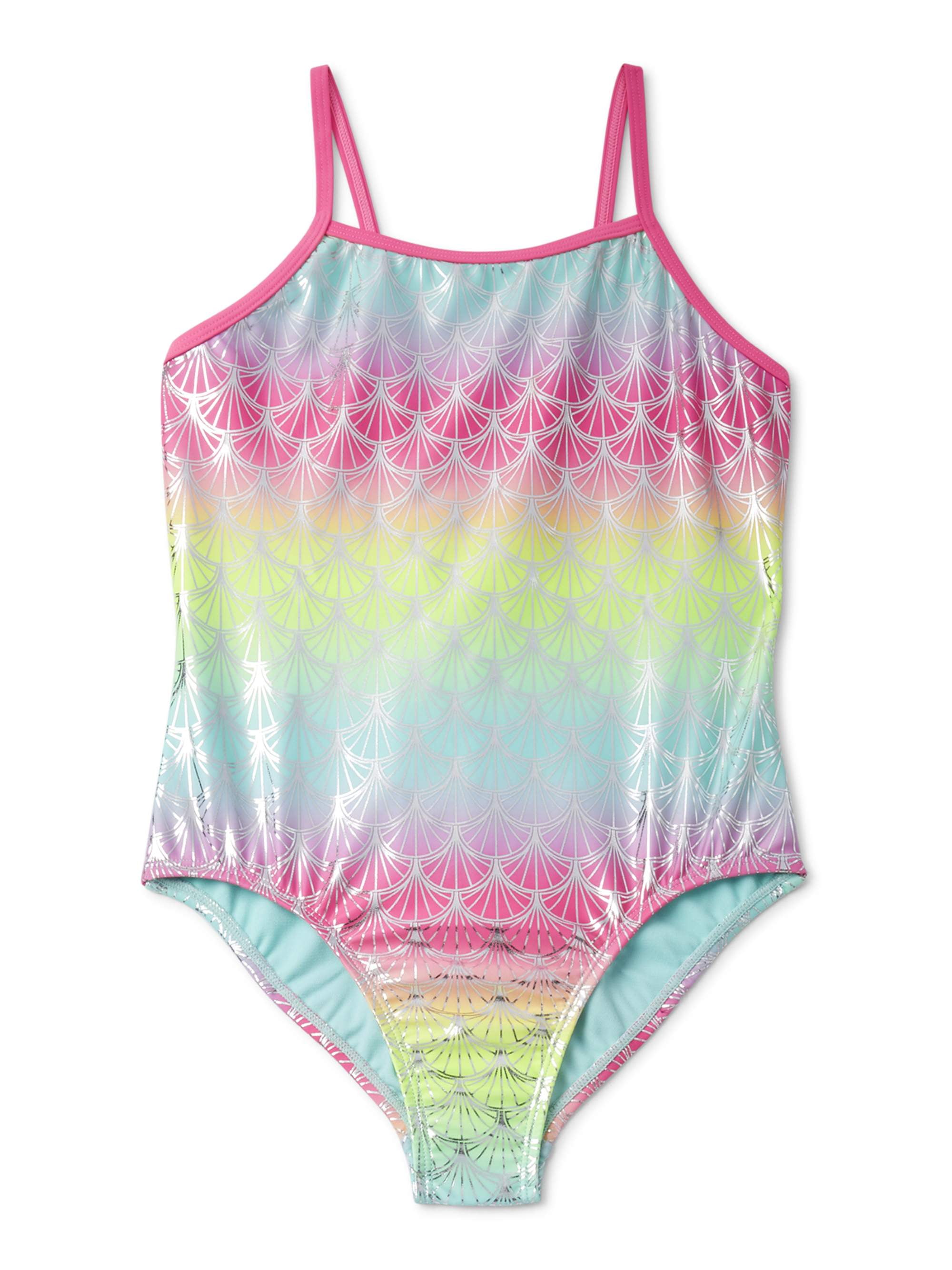 Wonder Nation Youth Girls Swimsuit Size XL (14-16) Neon Mermaid