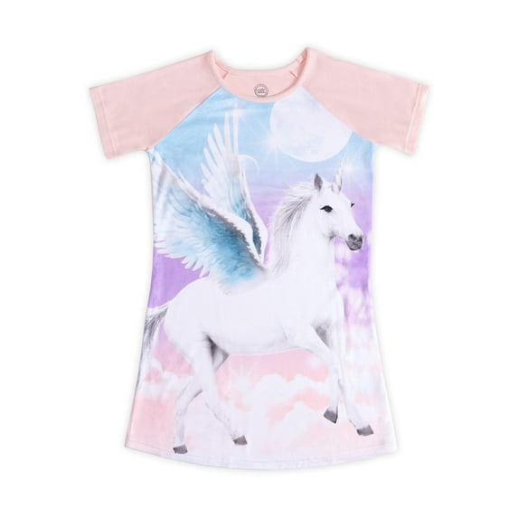 Wonder Nation Girls 4-18 & Plus Short Sleeve Space Unicorn Sleep Gown
