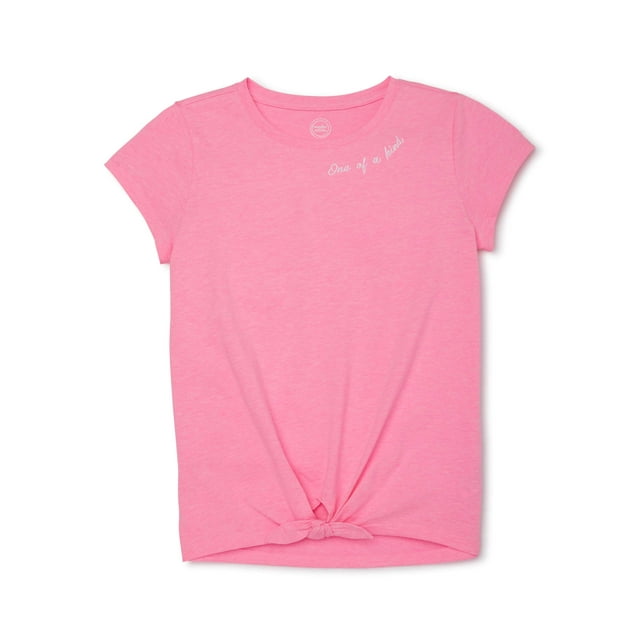 Wonder Nation Girls' 4-18 Short Sleeve Tie Front Top