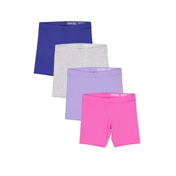 Wonder Nation Girls Bike Shorts, 4-Pack, Sizes 4-18 & Plus