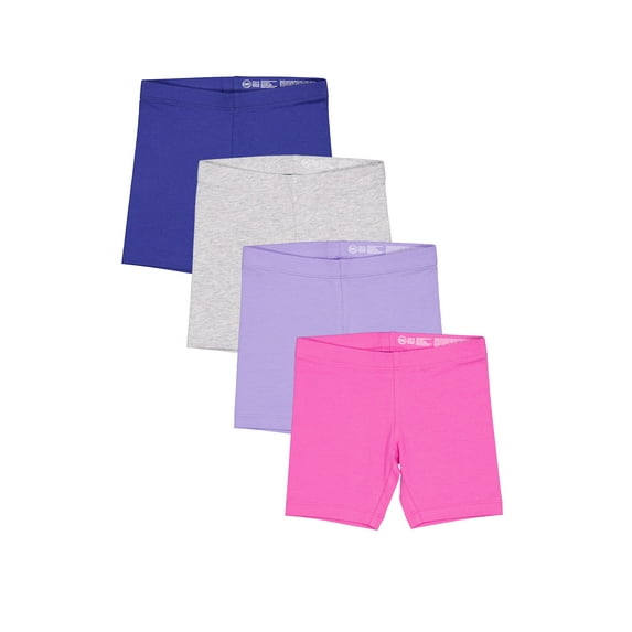 Wonder Nation Girls Bike Shorts, 4-Pack, Sizes 4-18 & Plus