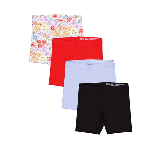 Wonder Nation Girls Bike Shorts, 4-Pack, Sizes 4-18 & Plus