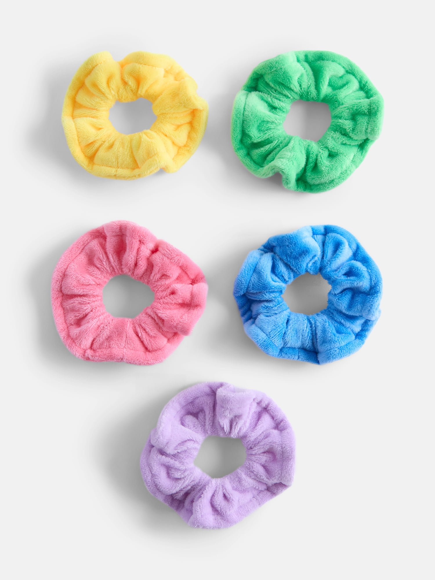 Wonder Nation Girls Rainbow Velour Scrunchies, 5-Pack, Multi