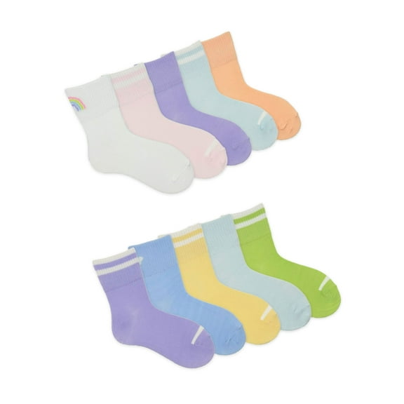 Wonder Nation, Girls Ankle Icon Socks, 10-Pack, Sizes S-L